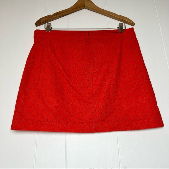 Gap Red Orange Eyelet Back Zip Mini Skirt Women’s Size 6 - Picture 3 of 9